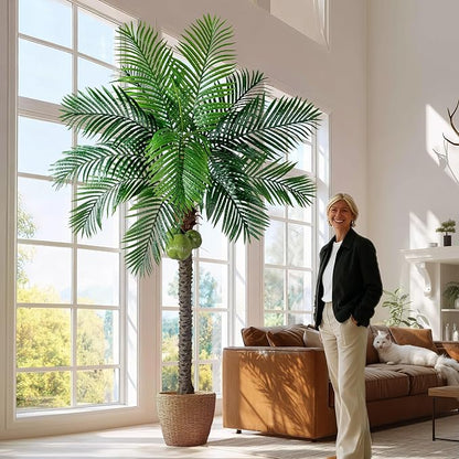 Big Faux Tropical Phoenix Trees Large Artificial Palm Tree Indoor Outdoor Realistic Floor Plants Tall Fake Plant for Modern Home Living Room Office Decor Porch Outside Patio arboles para decoracion