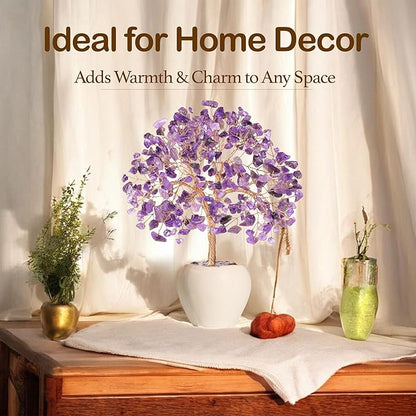 YATSKIA Amethyst Crystal Tree, Gemstones and Crystals, Stone Desk Decor, Healing Crystal, Gem Tree Purple, Unique Gifts for Women, Meditation Decor, Spiritual Gifts