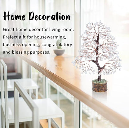 Clear Quartz Gemstone Tree of Life Feng Shui & Chakra Decor - Crystal Money Tree Bonsai for Positive Energy & Healing - Home Decor & Good Luck Spiritual Gift