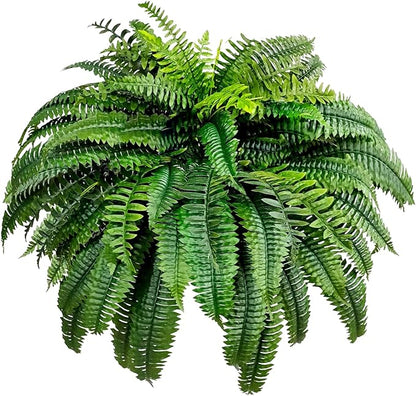 Artificial Boston Ferns for Outdoors & Indoors, 38" Large Fake Ferns with 88 Fronds, Looks Real Faux Fern Greenery for Decorating Living Room Porch Garden Home Office Decor