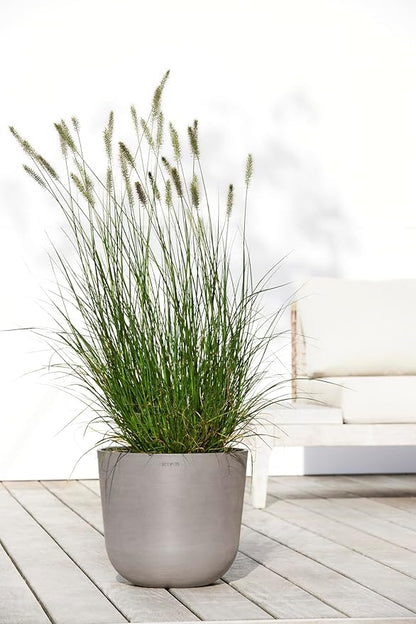 Ecopots Oslo Durable Modern Round Indoor/Outdoor Recycled-Based Composite Flower Pot Planter, Taupe, 14"