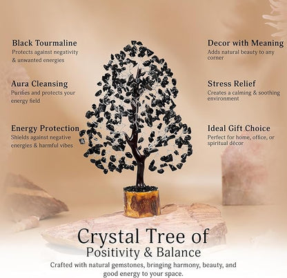 YATSKIA Black Tourmaline Crystal Tree, Crystal and Healing Stones, Gemstonre Tree Decor, Home Decor, Good Luck Gifts