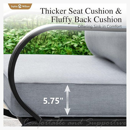 Sophia & William Patio Furniture Sets with 45" Gas Fire Pit Table Outdoor Metal Conversation Sets for 5, 2 x Swivel Cushioned Patio Sofa Chairs, 1 x 3-Seat Sofa 4 Pieces for Lawn Backyard Grey