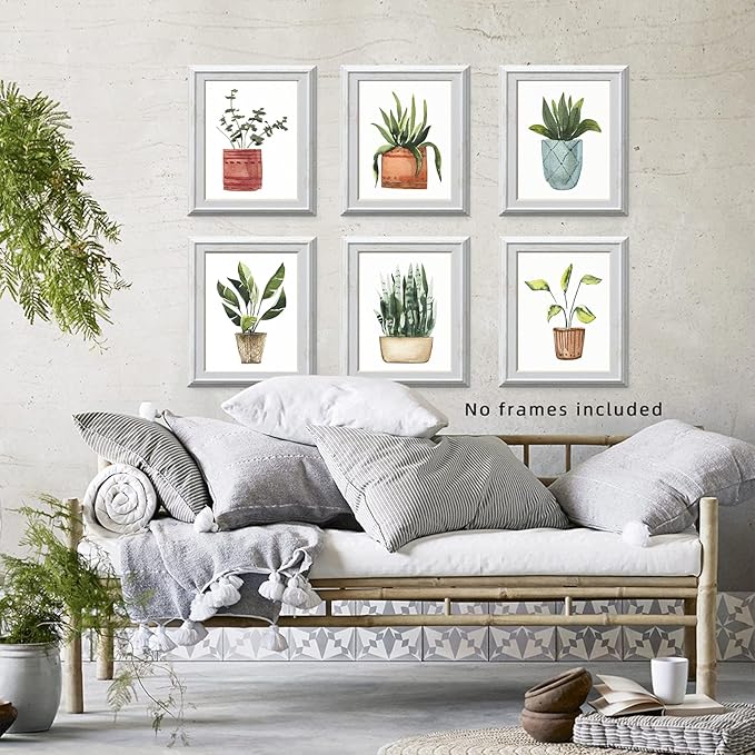 Plant Prints Wall Art Poster Boho Decor for Living Room, 11x14 Unframed Poster Canvas Prints Set of 6, Plant Posters Aesthetic Green Decor