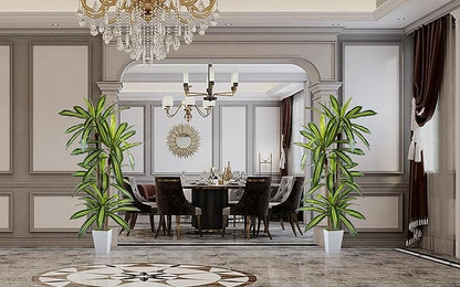 Artificial Dracaena Tree 6ft, Fake Plant with White Tall Planter, Faux Yucca Floor Trees, Artificial Silk Plants for Home Office Room Decor Housewarming Gift Indoor