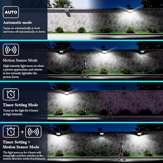 MMKT Solar Flood Lights Outdoor,8000W Motion Sensor Outdoor Solar Powered Lights with Remote, IP65 Waterproof Solar Flood Light for Outside, Dusk to Dawn Wall Light for Garage, Patio, Yard