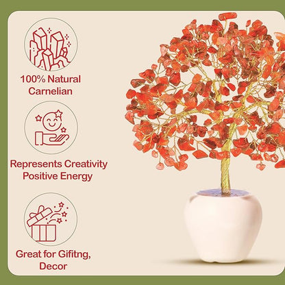 Yatskia Carnelian Crystal Tree, Healing Crystals & Stones, Tree of Life, Feng Shui Decor, Birthday Gift for Mom, Desk Decor, Unique Gift for Women