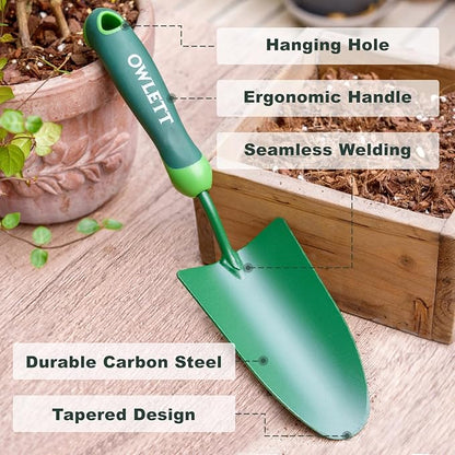 Garden Trowel, Hand Shovel with Soft Ergonomic Handle, Small Garden Shovels Rustproof Gardening Hand Tools with Hanging Hole for Digging, Planting, Transplanting, Weeding