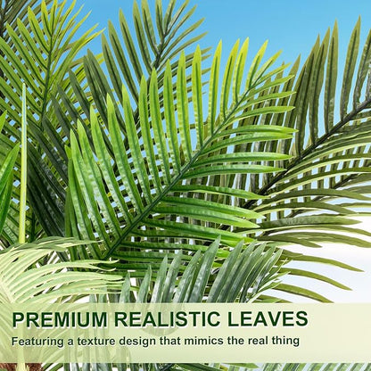 8FT Faux Palm Tree, Artificial Golden Cane Palm Tree Outdoor Indoor, Fake Tree for Home House Office Living Room Yard Patio