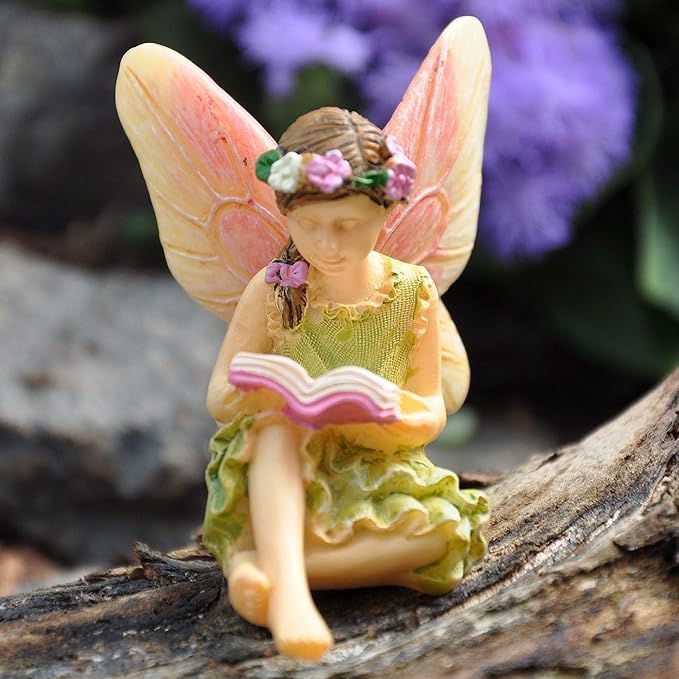 Miniature Fairy Garden A Good Read Fairy Girl Reading a Book