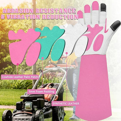 Long-Gardening-Gloves for Women/Men - Thorn Proof Rose Pruning Gloves Heavy Duty Gauntlet, Best Garden Gifts for Gardener-L
