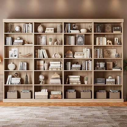 Vyre 70.8" Tall Brown Bookshelf, Farmhouse Modular Bookcase with 6-Tier Adjustable Shelves, Large Storage Cabinet for Home Office, Living Room, Set of 4