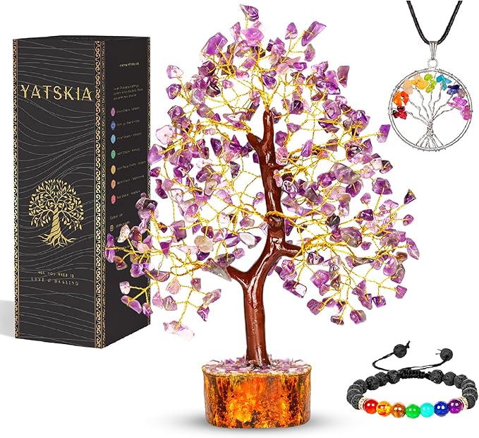 YATSKIA Amethyst Tree - Crystal Tree - Feng Shui Crystals Decor - Purple Decor - Spiritual Crystals - Crystal Meditation - Spiritual Gifts