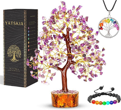 YATSKIA Amethyst Tree - Crystal Tree - Feng Shui Crystals Decor - Purple Decor - Spiritual Crystals - Crystal Meditation - Spiritual Gifts