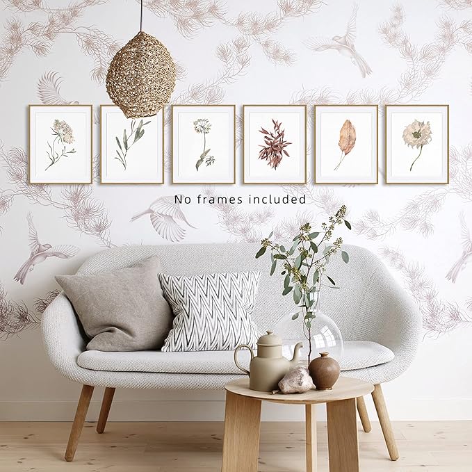 Boho Poster Prints Plant Art Wall Decor, 11x14 Canvas Prints Unframed Set of 6, Plant Posters Aesthetic for Bedroom