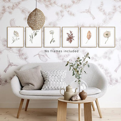 Boho Poster Prints Plant Art Wall Decor, 11x14 Canvas Prints Unframed Set of 6, Plant Posters Aesthetic for Bedroom