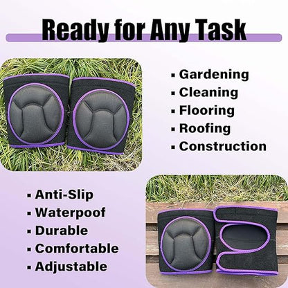 Women Knee Pads for Gardening & Cleaning Floors, EVA Foam Knee Protectors with Straps, Comfortable Mens Kneeling Pads for Housework, Mechanic, Carpet Cleaning - Lightweight & Waterproof for Christmas- Plus Size