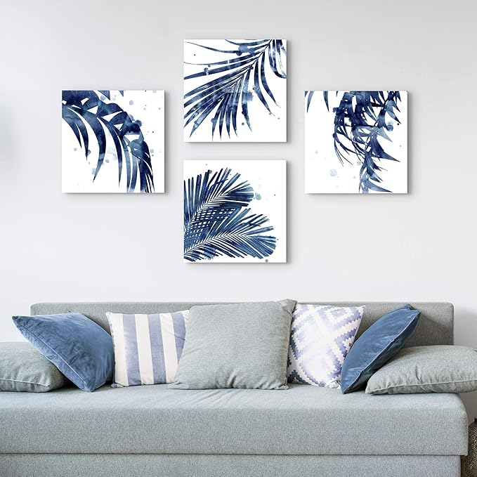 Leaf Canvas Picture Wall Decor: Botanical Art Succulent Prints, Perfect Artwork for Bathroom and Living Room, Size 16"x16"