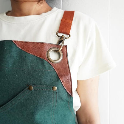 Professional Work Apron for Men & Women – 100% Cotton with waterproof Membrane, Cross Back Straps