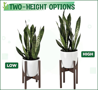 ZPirates Plant Stand Indoor, Outdoor - Adjustable Sideways to Support 8 to 12-Inch Small to Large Planter Pot and Flower Vase Holder - Leg Length 14-inch - Dark Bamboo Wood