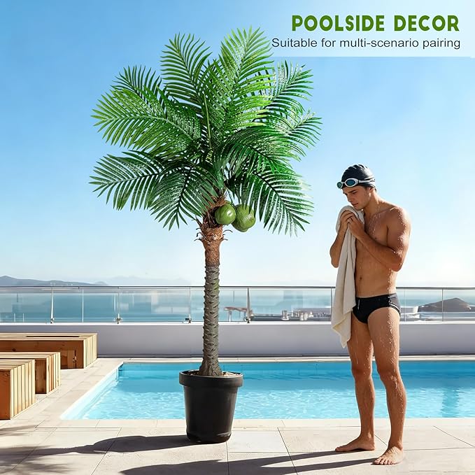 Large Artificial Palm Tree Big Faux Tropical Phoenix Trees Indoor Outdoor Realistic Floor Plants Tall Fake Plant for Modern Home Living Room Office Decor Porch Outside Patio arboles para decoracion