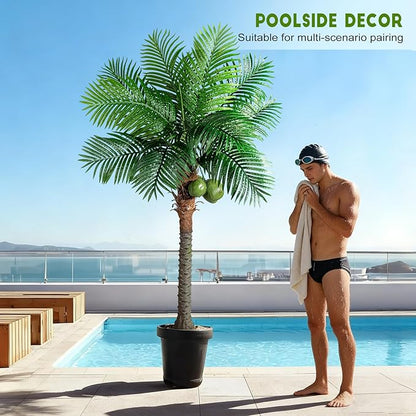 Large Artificial Palm Tree Big Faux Tropical Phoenix Trees Indoor Outdoor Realistic Floor Plants Tall Fake Plant for Modern Home Living Room Office Decor Porch Outside Patio arboles para decoracion