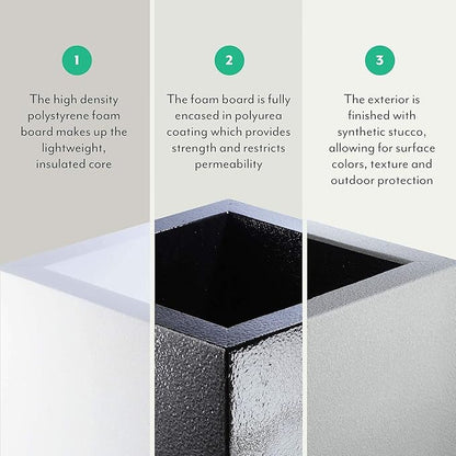 PolyStone Planters Monterrey 23 in. x 23 in. Brown Square Planter'
