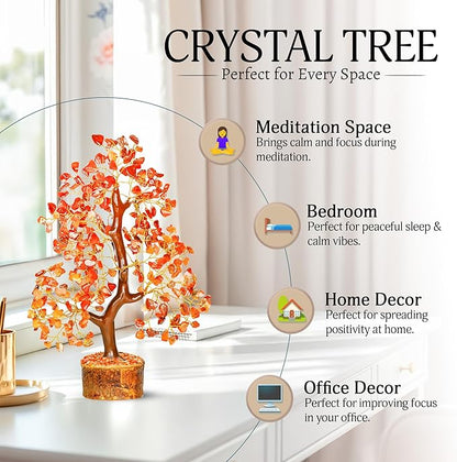 Carnelian Crystal Tree - Home Decor - Bonsai Tree - Tree of Life Decor - Spiritual Decor - Crystal Decor - Good Luck Gifts - Meditation Accessories - Money Tree - Desk Decor - Good Luck Charms