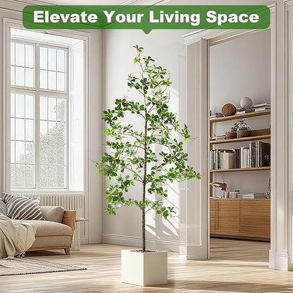 6FT Artificial Black Olive Tree Artificial Olive Plants, Tall Faux Olive Tree Faux Silk Plant Fake Plant Ultra-Realistic Silk Leaves & Natural Trunk Indoor Outdoor Use