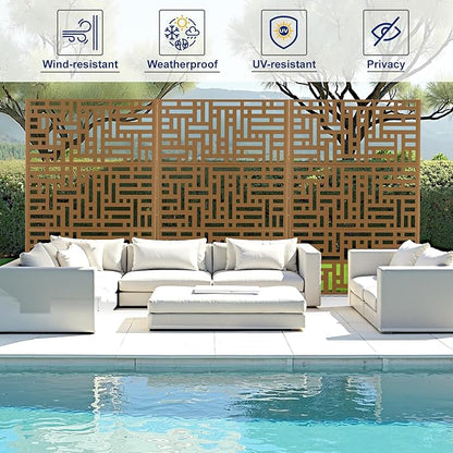 Outdoor Privacy Screen,72" H×47" W Metal Privacy Screen, Freestanding Privacy Fence Panels for Patio