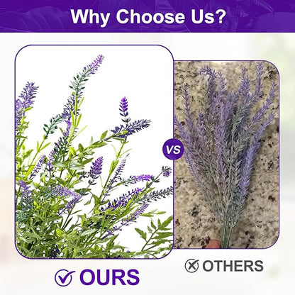 2 Pack Artificial Lavender Plants in Pots Artificial Potted Plants Fake Flower Plant Real Touch Silk Faux Plants Greenery for Indoor Porch Patio Greenery Farmhouse Garden Office Decor (Type 4)