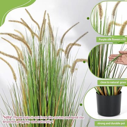 Jexine 4 Pieces Faux Plants Outdoor 4 ft Tall Artificial Grass Plant Potted Artificial Setaria Grass Faux Greenery Floor Plants for Housewarming Gift House Garden Lobby Outdoor (Green)