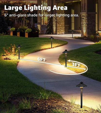 SUNVIE Low Voltage Pathway Lights LED Landscape Lighting 3000K Waterproof Landscape Path Lights 3W Landscape Lighting for Walkway Yard ETL Listed Cord, 12 Pack