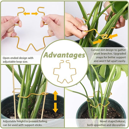 PRETTY JOLLY 5PCS Iron Monstera Plant Support Stakes Premium Plant Stand for Indoor & Outdoor Plants Practical Leaf Holders,Durable Trellis Accessories for Gardening Enthusiasts(Flower)