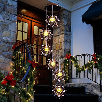 Tryme Sun Solar Wind Chimes for Outside Hanging Garden Lights Solar Christmas Decorations Outdoor for Women, Mother, Grandmother
