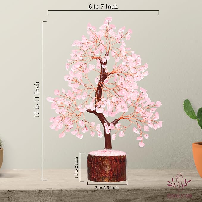ZENFULSTONE Rose Quartz Crystal Tree of Life for Love & Healing Décor for Home and Office | Handmade Bonsai for Emotional Support & Harmony as Symbol of Piece for Loved Ones