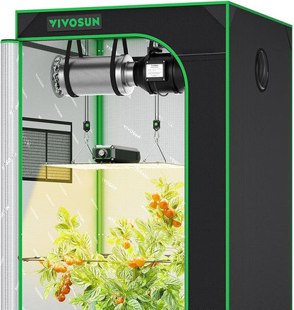 VIVOSUN Grow Tent Kit, 2.7 × 2.7ft Complete Grow System, WiFi-Controlled Grow System with Full Spectrum LED Grow Light, Automatic Ventilation, GrowHub Outlet A22 with Temperature and Humidity Sensor