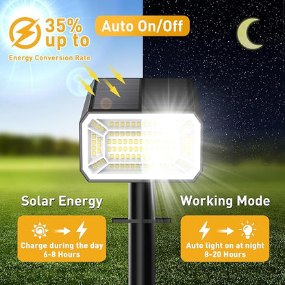 Solar Spot Lights Outdoor Waterproof IP65, [12 Pack/100 LED/4 Modes] 2-in-1 Solar Landscape Spotlights, Auto On/Off High Lumens Spot Lights for Outside Yard Garden Pathway(Cool White)