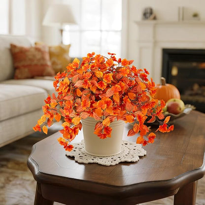 Fake Fall Flowers Artificial for Decoration 2PCS Faux Silk Fall Flowers Plants for Outdoors Outside Planters UV Resistant Looks Real for Front Door Porch Patio Garden Decor
