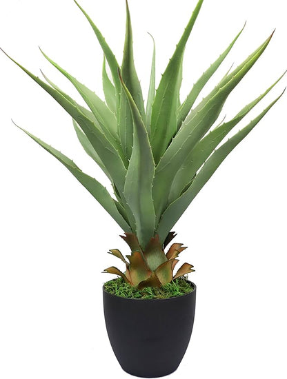 27" H Sansevieria Snake Plant - Artificial Agave – Green Color– with Pot – from MOMO Plant