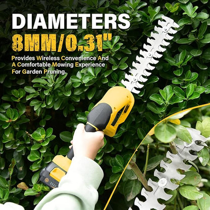 Cordless Hedge Trimmer, 2 in 1 Handheld Electric Grass Shear, 20V Power Tool for Efficient Yard Maintenance Lightweight, Trimming Hedges and Bushes with Charger and Battery