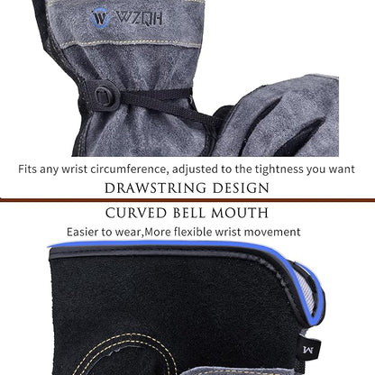 Leather Work Gloves for Men or Women. Medium Glove for Gardening, Tig/Mig Welding, Construction, Chainsaw, Farm, Ranch, etc. Cowhide, Cotton Lined, Utility, Firm Grip, Durable. Grey-Black M