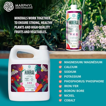 MARPHYL Organic Minerals Liquid Fertilizer, Rich Blend of Essential Minerals for Garden, Flowers, Vegetables, Succulents, Bamboo, Hydroponics 16.9 oz