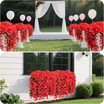NESCCI Bougainvillea Artificial Flowers Plants for Outdoor Outside Fall Autumn Decor, 4 PCS Faux Silk Long Trailing Vines UV Resistant Fake Flowers for Front Door Porch Planter Urn Patio