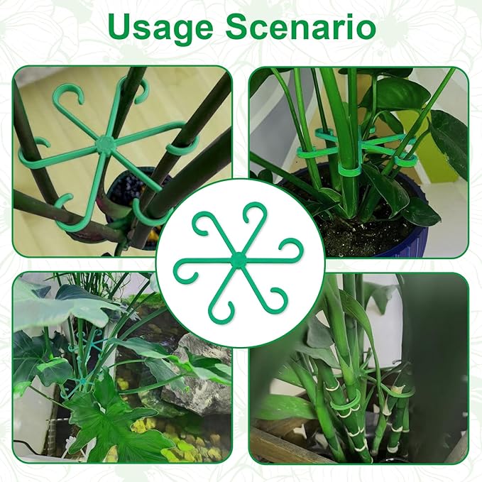 16 Pack Adjustable Indoor Plant Support Stakes, Reusable Plastic Stem Holders & Trellis for Monstera, Pothos, Vines Vertical Growth Air Circulation Stable Stem Support (Green)