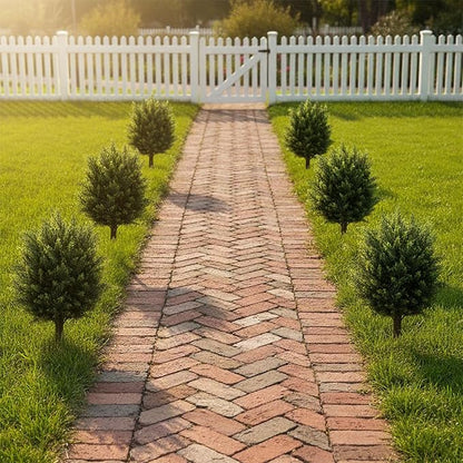 23 Inch Artificial Cedar Topiary Balls Tree, UV Resistant Faux Boxwood Trees with Ground Spike, Perfect for Indoor & Outdoor Garden, Porch, Front Door, and Home Décor, Set of 2