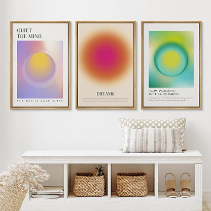 Ashbrook Framed Canvas Print Wall Art Set Aura Posters Angel Numbers Affirmation Posters Gradient Girl's Bedroom Decor Abstract Digital Art Decorative Calm/Relax for Bedroom - 16"x24"x3 Natural