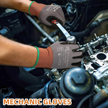 Schwer 240 Pairs Safety Work Gloves with Sandy Nitrile Coating LT5626, Max Abrasion Resistance Heavy Duty Working Glove with Grip for Men and Women, Ideal for Mechanic, General-Purpose, XL