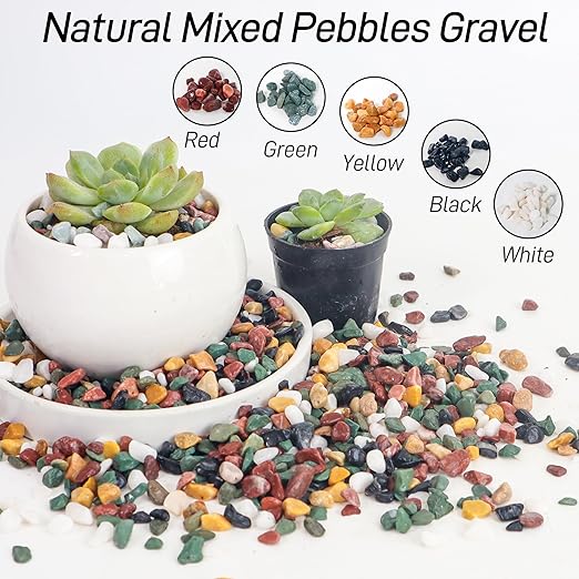 18lb Aquarium Gravel for Plants, 1/4Inch Fish Tank Gravel for Succulent Cactus and Bonsai, Decorative River Rocks Pebbles for Gardening, Flower Pots, Landscaping,Terrarium