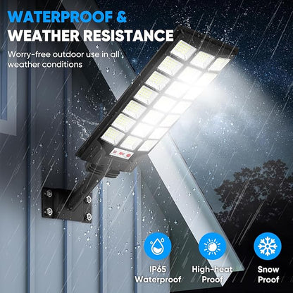 Brightever Solar Street Lights Outdoor, 32000LM 8500K Waterproof Motion Sensor Solar Powered Flood Lights with Remote Control, Dusk to Dawn Parking Lot Lights for Outside,Yard, Garden, 2-Pack